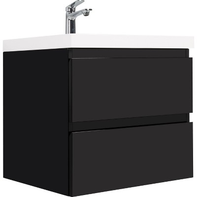 Bencmate Bathroom Storage Cabinets, Floating Bathroom Vanity with Sink, Modern Wall-Mounted Bathroom Storage, Black, 23.62"*19.69"*22.44"