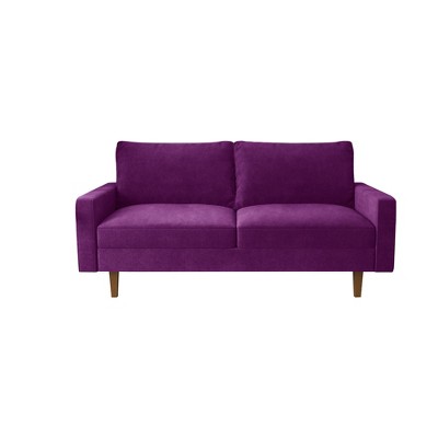 Velvet Loveseat Mid-Century Modern Sofa Tufted Couch with Wooden Legs for Living Room