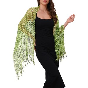 INSPIRE CHIC Women's Sequin Shawls and Wraps for Evening Dresses Fringed Sparkly Scarf 1Pc - 1 of 4