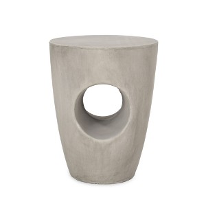 NAYSAYE Patio End Tables Sirius Side Table with Round Drum Design for Outdoor Use, Gray, 14.5"*14.5"*18.5" - 1 of 4