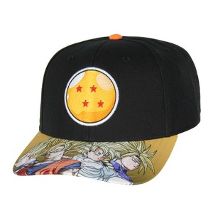 Dragon Ball Z Anime 4 Star Dragon Ball Halftone Goku Gohan Precurve Snapback Hat Black - 1 of 4