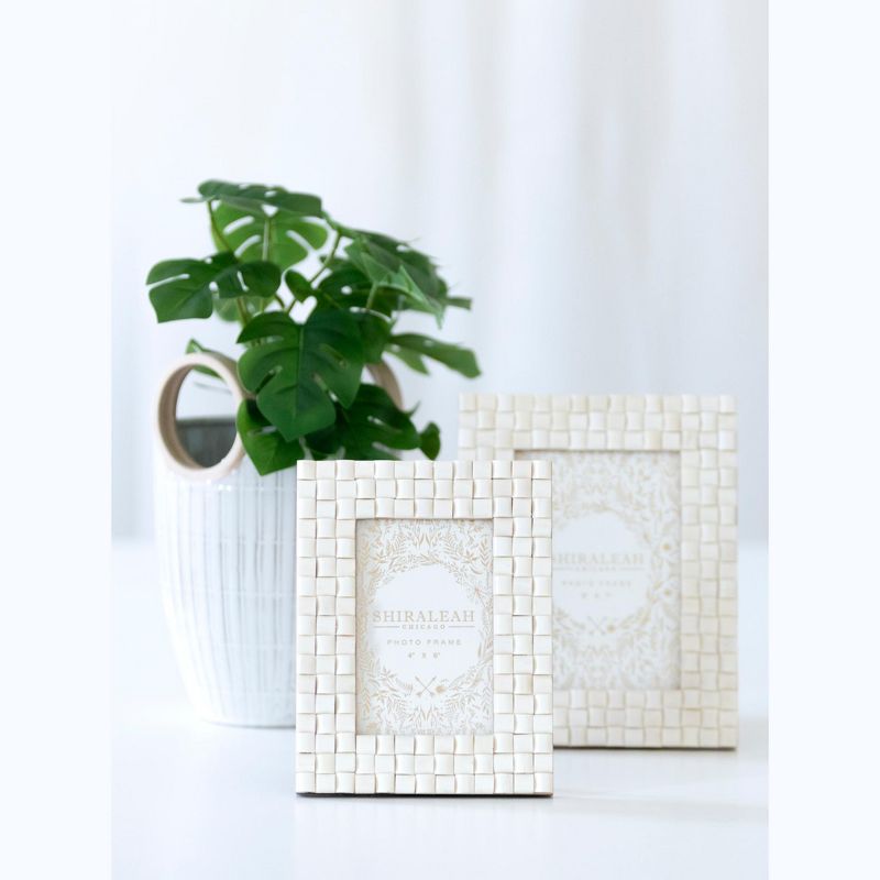 Shiraleah Ivory Ariston Woven 4x6 Picture Frame, 2 of 7