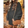 Women's Oversized Chunky Knit Sweater Dress | Long Sleeve Cable Knit Short Dress for Fall Winter Vacations Deep Gray - 3 of 4