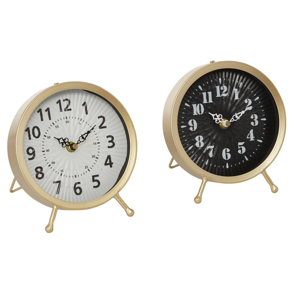 Photos - Wall Clock Set of 2 Metal Clocks Gold - Olivia & May