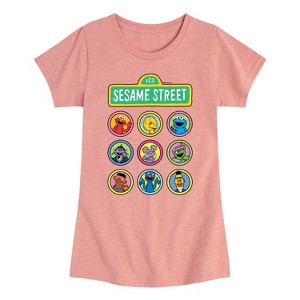 Girls' - Sesame Street - Character Grid Fitted Short Sleeve Graphic T-Shirt - 1 of 4