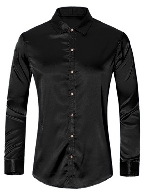 Lars Amadeus Men's Long Sleeves Button Down Slim Fit Formal Satin Shirts