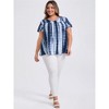 GRACE & GRANDEUR Women's Plus Size V Neck Pleated Ruffle Short Sleeve Tie Dye Casual Holiday Blouses - 2 of 4