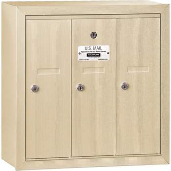 Salsbury Industries 3503SSP Surface Mounted Vertical Mailbox with Master Commercial Lock, Private Access and 3 Doors, Sandstone