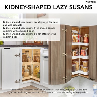 Rev-A-Shelf Dual Shelves Kidney-Shape 28" Lazy Susan Organizer for Lower Corner & Base Kitchen Cabinets, Turntable Home Storage, Wooden, 4WLS472-28-52 — фото 3