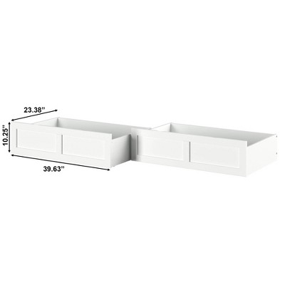 White Queen Size Underbed Storage Drawers with Rollers