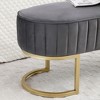 CAVINAS Modern 48" Ottoman Bench with Gold Metal Legs,Upholstered Oval Storage Ottoman for Living Room - 3 of 4