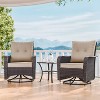 ALAULM 3 Pieces Patio Swivel Rocker Wicker Chairs-Outdoor Swivel Rocking Chairs with 1 Rattan Coffee Table - 3 of 4