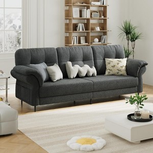 84 Inch Sofa with Rounded Curved Arms, with Removable Pillow Curved Armrests - 1 of 4