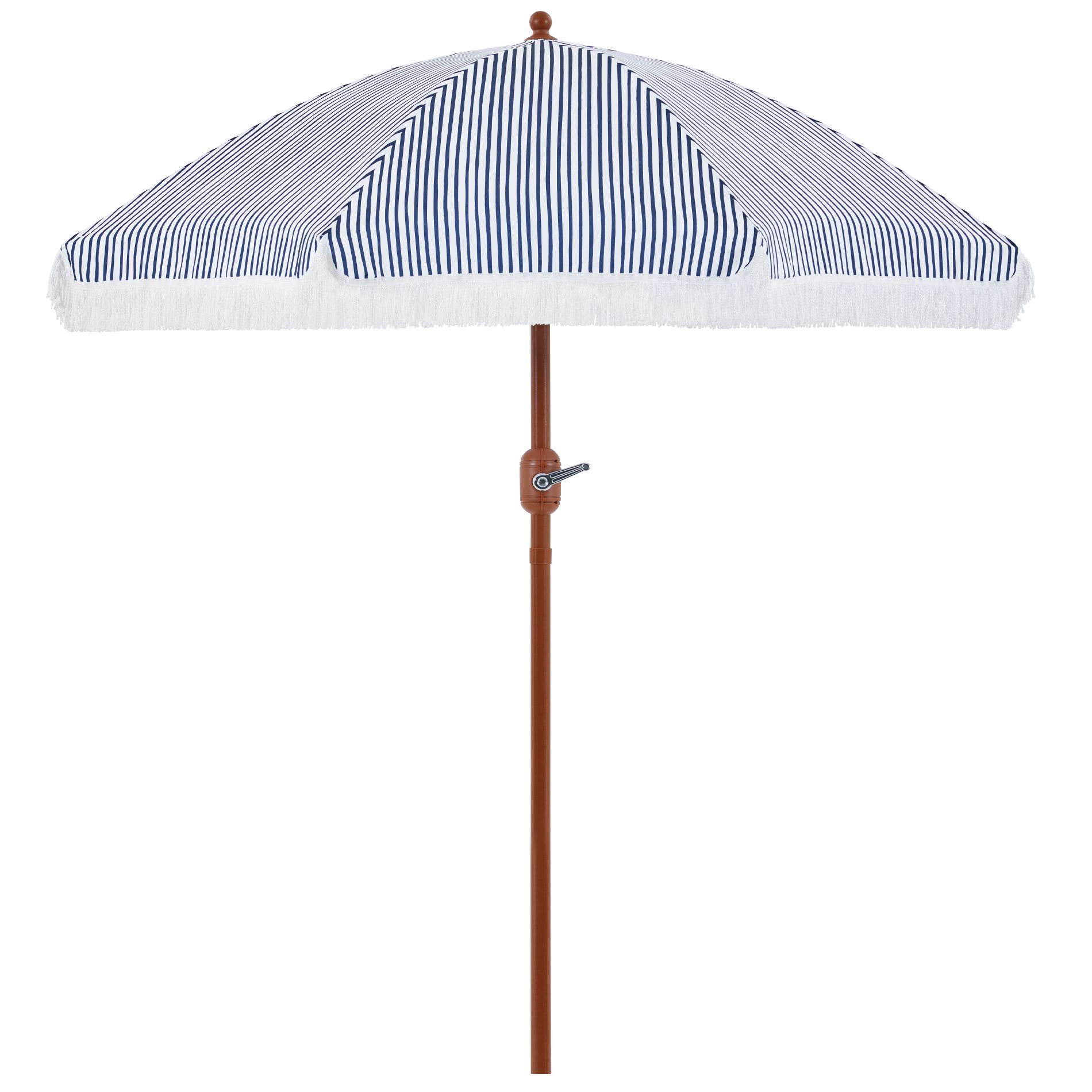 Yaheetech 7.5FT 8-Rib Patio Umbrella with Crank Lift and Fringe for Garden & Beach