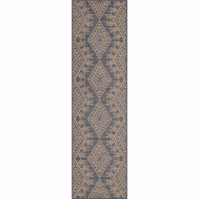 Well Woven Cascade Indoor OutdoorFlat Weave Pile Diamond Medallion Area Rug