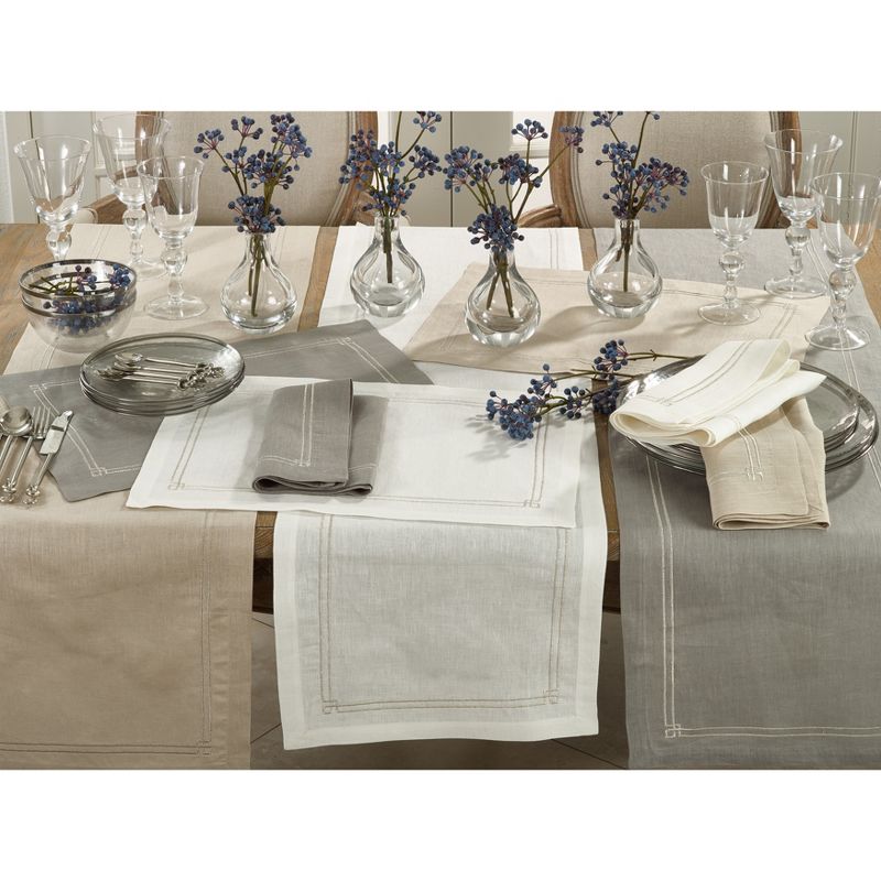 4pk Embroidered Design Placemat Ivory - Saro Lifestyle, 2 of 4