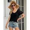 Womens Summer Tops Casual Short Sleeve V Neck T Shirts Loose Mesh Solid Color Patchwork Tunic Blouse Shirts - 3 of 4