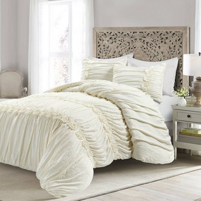 Full/Queen 3pc Darla Comforter & Sham Set Ivory - Lush Décor