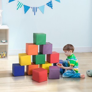 SEVOBAL Baby Activity Gyms 12 Piece Soft Foam Building Blocks Stacking Toy for Toddlers Motor Skill Development, Multicolored, 7.75"*7.75"*7.75" - 1 of 4