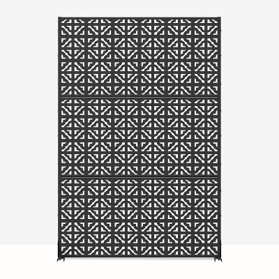 Lirago 72 in. Black Outdoor Privacy Fence Galvanized Metal Screen Panels