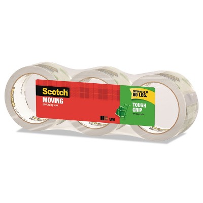 Scotch Tough Grip Moving Packaging Tape 1.88" x 38.2 yds 3 Rolls/Pk 35003ESF