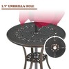 CLIHOME 25.6" Cast Aluminum Patio Table Round Outdoor Coffee Table with Umbrella Hole - 4 of 4
