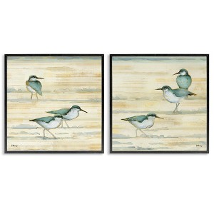 Stupell Industries Sandpipers Abstract Water Shoreline 2pc Framed Giclee Art Set, Black, 12" x 12" - 1 of 4