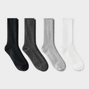 Women's Ultra Soft Everyday Rib-Knit 4pk Crew Socks - Auden™ 4-10 - 1 of 3