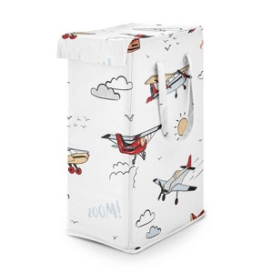 Sweet Jojo Designs Boy Foldable Laundry Hamper with Handles Airplane Red Blue and White - 1 of 4
