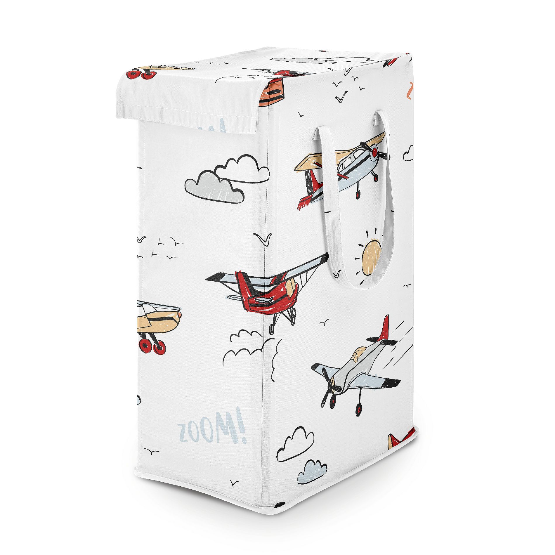 Sweet Jojo Designs Boy Foldable Laundry Hamper with Handles Airplane Red Blue and White