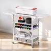 VEVOR Rolling Craft Cart and Storage Table, Compatible with Cricut Machines, Collapsible Cricut Table with Foldable Sides, White - 2 of 4