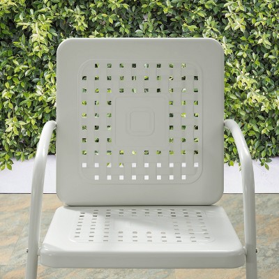 White Steel Mid Century Modern Outdoor C Spring Chairs, Set of 2
