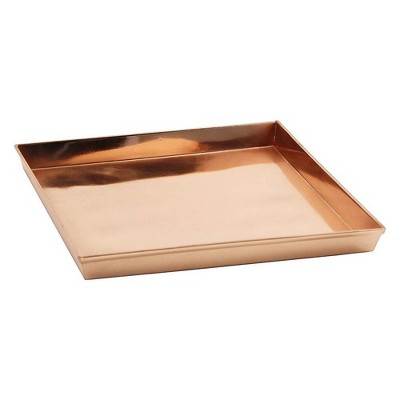 10.75" Decorative Square Stainless Steel Tray Copper Plated Finish - ACHLA Designs