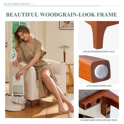 Cream Faux Leather Barrel Accent Chair with Ottoman