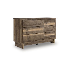 Signature Design by Ashley Darcalli Modern 6-Drawer Dresser - Mid-Century Style Storage Chest - Brown Walnut Finish - 1 of 4