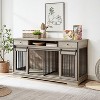 GDFStudio Elvina Modern 66.1'' Furniture Dog Crate TV Cabinet with 2 Drawers and 2 Removable Baffle - 2 of 4