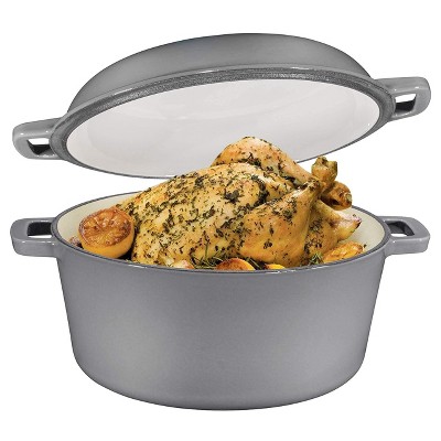 Gray Enameled Cast Iron Dutch Oven and Skillet Set, 5 Quarts