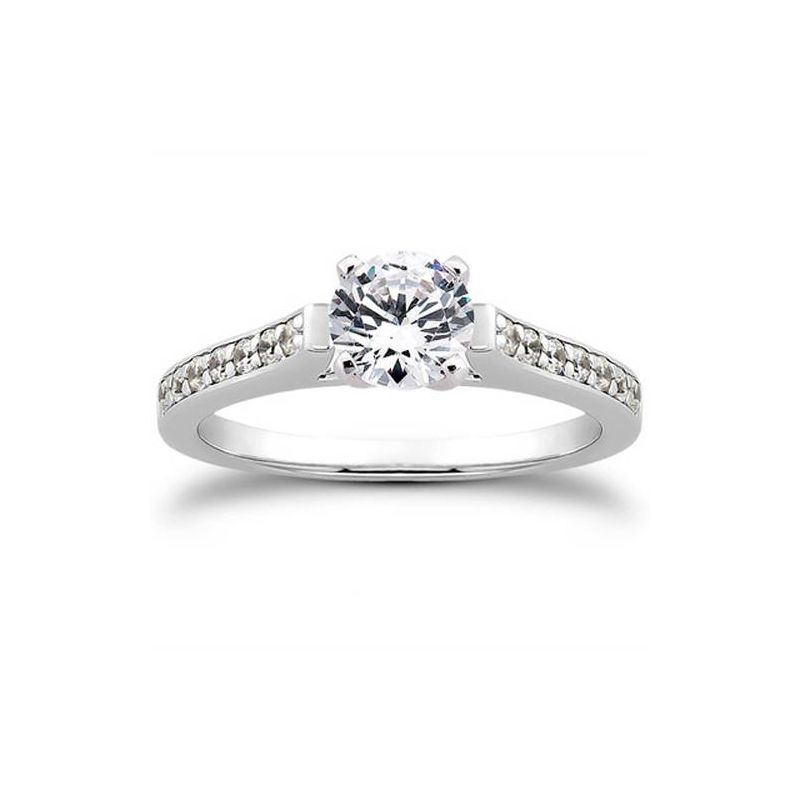 Pompeii3 1/2ct Diamond Engagement Matching Wedding 14K White Gold Ring Set, 2 of 6