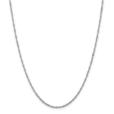 Black Bow Jewelry 1.6mm 14k White Gold Diamond Cut Singapore Chain Necklace
