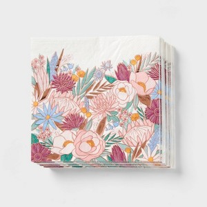 Rose Gold Floral Lunch Napkin 30ct - Spritz™ - 1 of 3