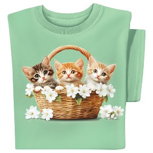 Collections Etc Spring Kitten Basket Short Sleeve Graphic T-Shirt - 1 of 4