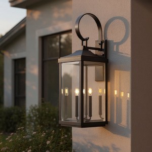 Urban Ambiance Luxury Transitional Outdoor Wall Sconce 30.625''H x 9.5''W,  Midnight Black Finish,  Calderdale Collection, UHP1404 - 1 of 4