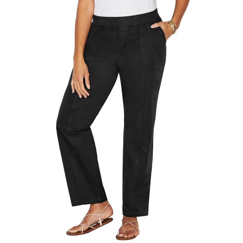Catherines Women's Plus Size Stretch Knit Waist Cargo Pant, 1 of 2