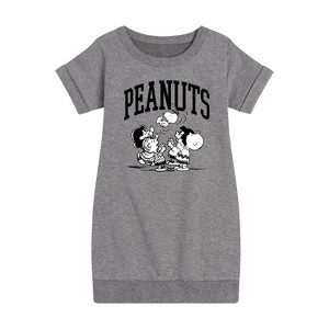 - Peanuts - Collegiate Group Graphic Short Sleeve Fleece Dress - 1 of 4