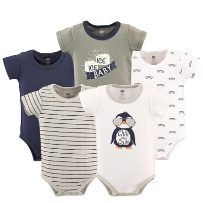 Image of Hudson Baby Infant Boy Cotton Bodysuits 5pk, Chill Dude, 3-6 Months