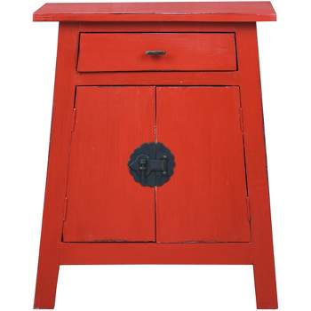 Besthom Shabby Chic Cottage 21 in. Red Rectangular Wood End Table