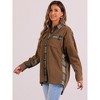 Allegra K Women's Plaid Patchwork Dressy Long Sleeve Button Down Waffle Shacket Jacket - 3 of 4