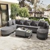 FIONECA 7-Piece Outdoor Wicker Sofa Set, Free Combination Rattan Sectional with Coffee Table & Pillows, Patio Furniture for Garden & Deck, Gray - 3 of 4