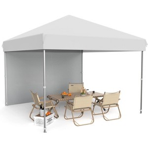 10x10 Pop Up Canopy Tent Outdoor Canopy Heavy Duty Commercial Instant Tent Shelter with 1 Removable Sidewall - 1 of 4