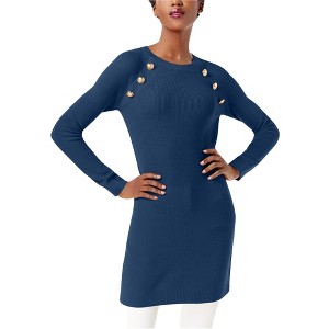 I.N.C International Concepts Womens Embellished Tunic Sweater, Blue, Medium - 1 of 1